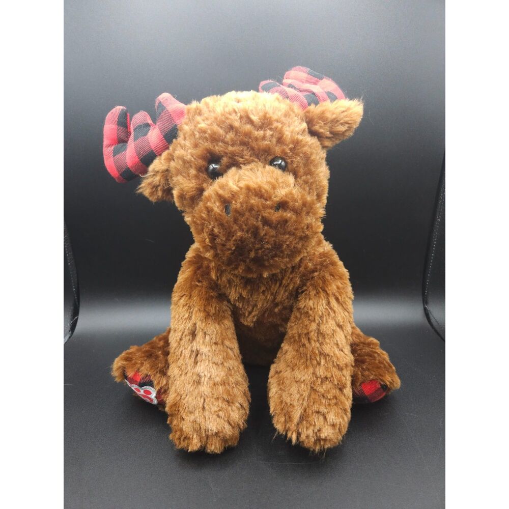 Build a Bear BAB Winter Wishes Moose Red & Black Gingham Antlers and Feet Plush